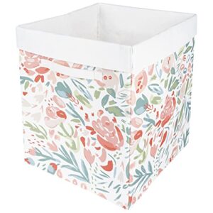 sammy & lou painterly floral collapsible felt bin hamper with two handles, great for holding toys, gear, blankets, clothes or just keeping clutter out of sight, 15 in x 18 in x 15 in