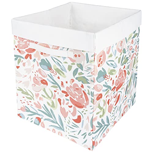 Sammy & Lou Painterly Floral Collapsible Felt Bin Hamper With Two Handles, Great For Holding Toys, Gear, Blankets, Clothes Or Just Keeping Clutter Out Of Sight, 15 in x 18 in x 15 in