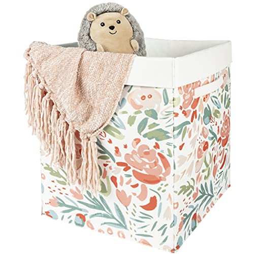 Sammy & Lou Painterly Floral Collapsible Felt Bin Hamper With Two Handles, Great For Holding Toys, Gear, Blankets, Clothes Or Just Keeping Clutter Out Of Sight, 15 in x 18 in x 15 in