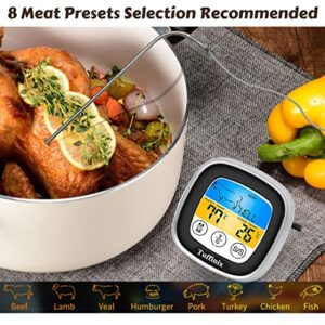 Digital Touchscreen Meat Food Thermometer - Tuffinix Instant Read Meat Thermometer 40in Probe Kitchen Cooking Thermometer with Timer Function Oven Safe for BBQ Frying Pan Smoker Cooking