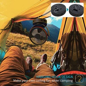 Camping Clip On Fan 5000mAh, 4 Speeds Quiet Airflow Personal Fan with 35 Hours Work Time for Tent Lantern , Hurricane Emergency, Battery Operated Desk Fan With Hanging Hook for Home & Office