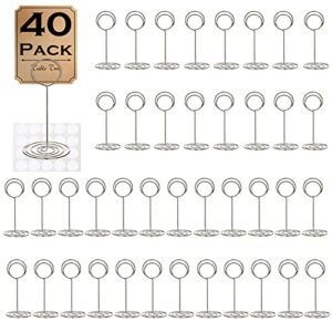 40 pcs table number holders place card holder, name cards picture holders for tables photo menu memo clips table sign stands ideal for wedding, anniversary party, birthday party, restaurant - 3.3 inch