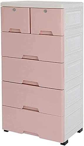 DENEST Plastic Dresser for Clothes Kids Dresser for Bedroom Organization and Storage 6 Drawers Tower Closet Drawers Portable Clothes Storage Cabinet with 4 Wheels for Home Nightstand (Pink)