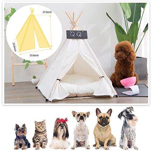 Pet Teepee with Cushion for Dogs and Cats Puppies House with Bed Pet Tent Bed Indoor Outdoor (Modern)