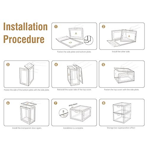Aliscatre Shoe Boxes Clear Plastic Stackable, 6 Pack Shoe Organizer for Closet, Shoe Storage Boxes for Women/Men, Shoe Containers for Sneaker Display, Fit up to US Size 12(13.4”x 9.8”x 7.1”)