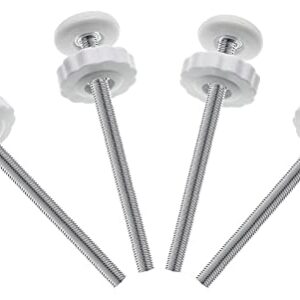 4Pcs Universal Baby Gate Threaded Spindle Rod, M8 (8mm) Replacement Bolt Part for Baby & Pet Pressure Mounted Safety Gates, Extra Long Baby Tension Gate Extender (White)