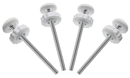 4Pcs Universal Baby Gate Threaded Spindle Rod, M8 (8mm) Replacement Bolt Part for Baby & Pet Pressure Mounted Safety Gates, Extra Long Baby Tension Gate Extender (White)