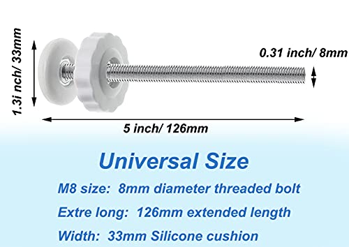 4Pcs Universal Baby Gate Threaded Spindle Rod, M8 (8mm) Replacement Bolt Part for Baby & Pet Pressure Mounted Safety Gates, Extra Long Baby Tension Gate Extender (White)