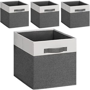 ghvyennttes fabric storage cubes 11” x 11” x 11” fabric storage bins with reinforced handles, foldable cube storage basket for organizing shelf closet home office (grey, set of 4)