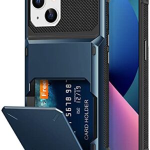 TITACUTE for iPhone 13 Case Wallet 5 Credit Card Holder Flip Cover Design ID Slot Back Pocket Dual Layer Armor Scratch Resistant Hard Shell Hybrid Protective Bumper for iPhone 13 6.1 Navy Blue