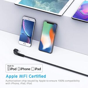 3Pack 90 Degree iPhone Charger 10ft, Apple MFi Certified 10 Feet Lightning Cord Long, Nylon Right Angle 10 Foot Apple iPhone Charging Cable for Apple iPhone 13/12/11/11Pro/11Max/XS/XR /8/7/6S/SE/6/5