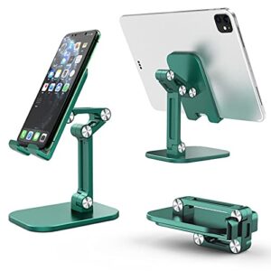 kuaw cell phone stand, angle height adjustable phone stand for desk, thick case friendly phone holder stand for desk, iphone/ipad/all mobile phones,foldable cell phone stand (green)