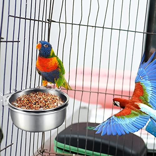 Food Grade Bird Feeder Bowl Cage Feeder, Quick Lock Cage Hanging Bowls for Small Animals and Birds-2 Packs