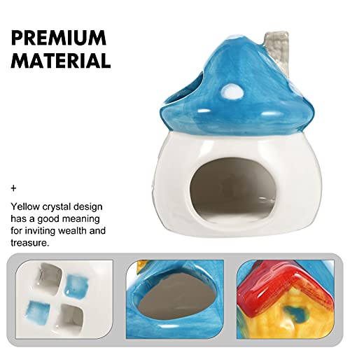 BESPORTBLE Ceramic Hamster Hideout Summer Cool Hamster Nest Mushroom Shape Pet Porcelain House for Mini Animals Guinea Pig Gerbil Ferret Syrian Hamster Chinchilla Rat Cave