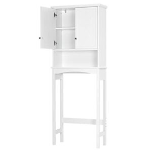 UTEX Bathroom Storage Over The Toilet, Bathroom Cabinet Organizer with Adjustable Shelves and Double Doors, White