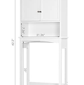 UTEX Bathroom Storage Over The Toilet, Bathroom Cabinet Organizer with Adjustable Shelves and Double Doors, White