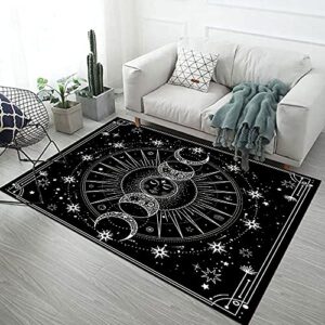 lggqqw sun and moon area rugs black and white stars space carpets astrology zodiac rugsfor bedroom teen girl psychedelic aesthetic rugs