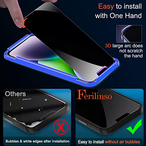 Ferilinso Compatible for iPhone 14 Plus iPhone 13 Pro Max Privacy Screen Protector 2 Pack 9H Anti Spy Tempered Glass with 2 Pack Camera Lens Protector Case Friendly Bubble free accessories