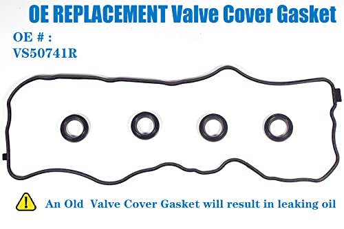 HIHIAV VS50741R Valve Cover Gasket Set &Gasket Maker Compatiable With 2006-2019 Acura, Honda, Civic, ILX, HR-V, 1.8L, 2.0L, L4,VC246G 036-1953 16V, 122cid, 1799cc, 1997cc