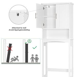 Spirich Over The Toilet Storage Cabinet, Bathroom Shelf Over Toilet, Bathroom Organizer Space Saver, White