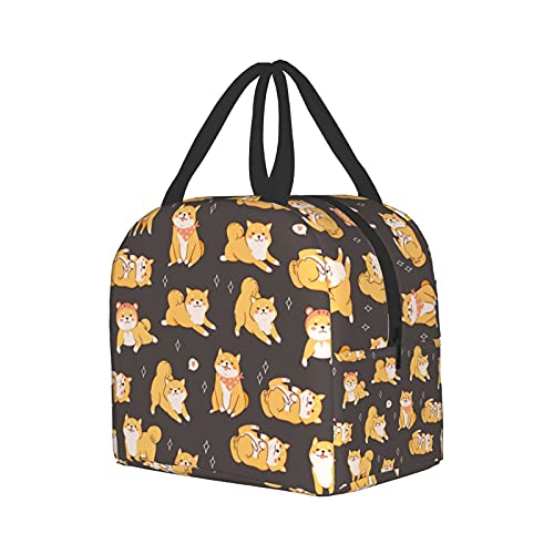 PrelerDIY Shiba Inu Brown Lunch Box - Insulated Lunch Bags for Kids Boys Girls Reusable Lunch Tote Bags, Perfect for School/Camping/Hiking/Picnic/Beach/Travel