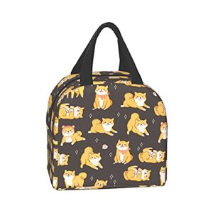 PrelerDIY Shiba Inu Brown Lunch Box - Insulated Lunch Bags for Kids Boys Girls Reusable Lunch Tote Bags, Perfect for School/Camping/Hiking/Picnic/Beach/Travel