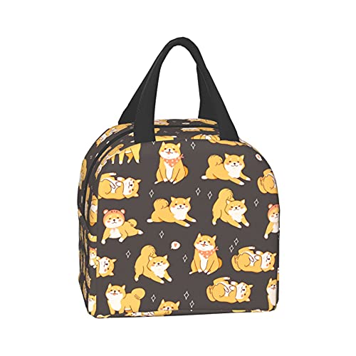 PrelerDIY Shiba Inu Brown Lunch Box - Insulated Lunch Bags for Kids Boys Girls Reusable Lunch Tote Bags, Perfect for School/Camping/Hiking/Picnic/Beach/Travel