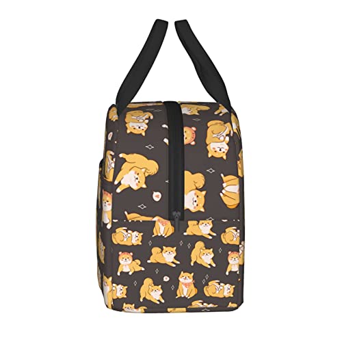 PrelerDIY Shiba Inu Brown Lunch Box - Insulated Lunch Bags for Kids Boys Girls Reusable Lunch Tote Bags, Perfect for School/Camping/Hiking/Picnic/Beach/Travel