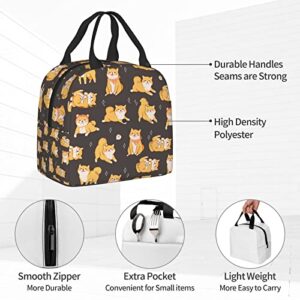 PrelerDIY Shiba Inu Brown Lunch Box - Insulated Lunch Bags for Kids Boys Girls Reusable Lunch Tote Bags, Perfect for School/Camping/Hiking/Picnic/Beach/Travel