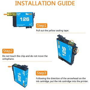 Run Star 2 Pack 126 Cyan Remanufactured Ink Cartridge Replacement for Epson 126 T126 use for Epson Stylus NX330 NX430 Workforce WF-3520 WF-3540 WF-7010 WF-7510 WF-7520 60 545 635 840 Printer (2 Cyan)