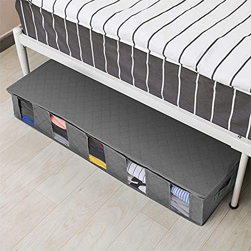 XIDAJIE Under Bed Storage Bags Container, Adjustable Dividers Storage Bag with Lids Under Bed Multifunction Foldable Organizer Storage Box Bins for Clothes Boots Toys Comforters