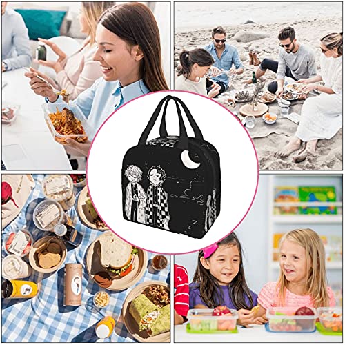 WCRSAIN Anime Insulated Lunch Box Men Durable Reusable Cooler Tote Bag with Front Pouch for Beach Work Travel Picnic Hiking