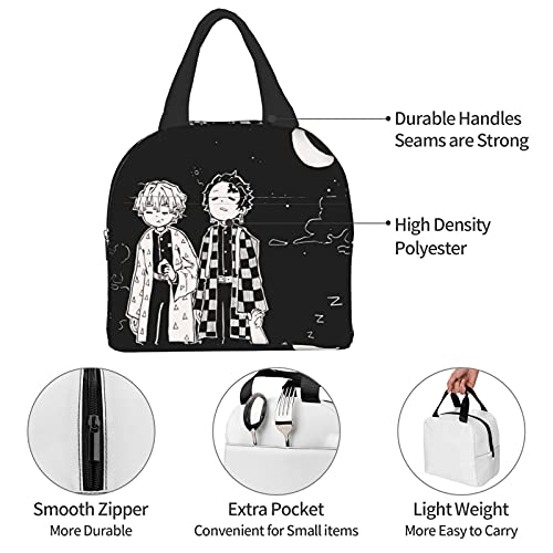 WCRSAIN Anime Insulated Lunch Box Men Durable Reusable Cooler Tote Bag with Front Pouch for Beach Work Travel Picnic Hiking