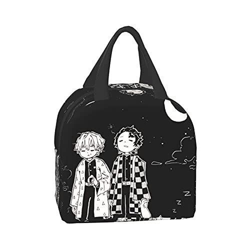 WCRSAIN Anime Insulated Lunch Box Men Durable Reusable Cooler Tote Bag with Front Pouch for Beach Work Travel Picnic Hiking