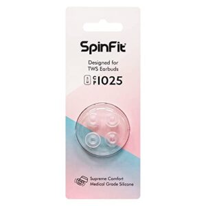 spinfit cp1025-m/s- medical grade silicone patented ear tips, secure fit and supreme comfort fits mtw3, jabra elite 7, galaxy buds 2 & more (2 pairs) (for nozzle diameter from 4-5.5mm)