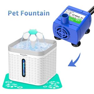 Wismika Replacement Pump for 84oz/2.5L Cat Water Fountain Ultra Quiet Long Lifespan Water Fountain Pump with 6ft USB Cable& LED Lights