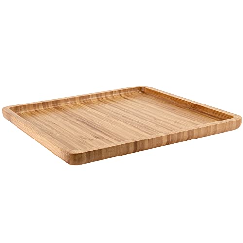 MUKLEI 4 Pack 12 Inches Square Bamboo Tray, Natural Bamboo Serving Platter, Bamboo Serving Tray for Coffee, Tea, Fruits, Cheese