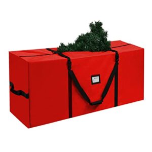 aerwo christmas tree storage bag extra large christmas storage containers, fits up to 9 ft artificial trees, heavy-duty waterproof 600d oxford xmas holiday tree storage bag (65” x 31” x 15”, red)