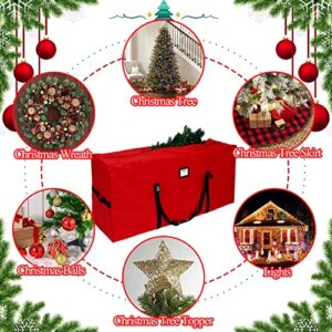 AerWo Christmas Tree Storage Bag Extra Large Christmas Storage Containers, Fits Up to 9 Ft Artificial Trees, Heavy-Duty Waterproof 600D Oxford Xmas Holiday Tree Storage Bag (65” x 31” x 15”, Red)