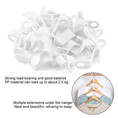 100 PCS Clothes Hanger Connector Hooks White Cascading Clothes Hangers Hooks Clothes Closet Cascading Connection Hooks for Space Saving Closet Cascading Clothes Hangers (White)