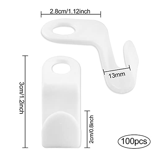 100 PCS Clothes Hanger Connector Hooks White Cascading Clothes Hangers Hooks Clothes Closet Cascading Connection Hooks for Space Saving Closet Cascading Clothes Hangers (White)