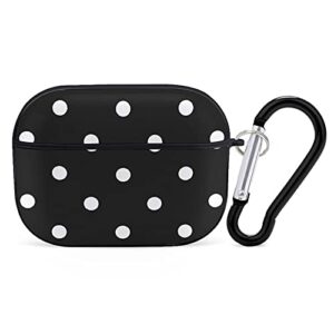 youtary polka dot black and white simple pattern apple airpods pro case cover with keychain, headphone cover unisex shockproof protective wireless charging headset accessories