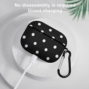 YouTary Polka Dot Black and White Simple Pattern Apple Airpods pro Case Cover with Keychain, Headphone Cover Unisex Shockproof Protective Wireless Charging Headset Accessories