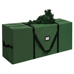 aerwo christmas tree storage bag, extra large christmas storage containers fits up to 9ft artificial tree, heavy-duty waterproof 600d oxford xmas holiday tree bag with card slot(65” x 31” x 15”, green)