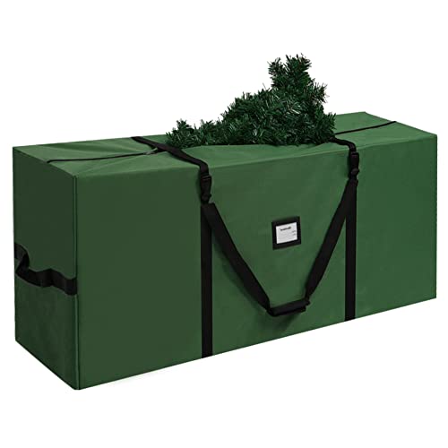 AerWo Christmas Tree Storage Bag, Extra Large Christmas Storage Containers Fits Up to 9ft Artificial Tree, Heavy-Duty Waterproof 600D Oxford Xmas Holiday Tree Bag with Card Slot(65” X 31” X 15”, Green)