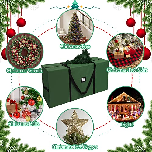 AerWo Christmas Tree Storage Bag, Extra Large Christmas Storage Containers Fits Up to 9ft Artificial Tree, Heavy-Duty Waterproof 600D Oxford Xmas Holiday Tree Bag with Card Slot(65” X 31” X 15”, Green)