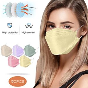 50PCS Adult's Multicolor Face_KF94_Mask,4-Ply Filtеr KF94 Màsk for Adult,3D Design Shape Face Protection Covering with Elastic Earloop and Nose Clip,High Filtration- Fast delivery [In Stock]|