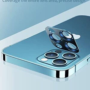 [2 Pack] Tamoria iPhone 12 Pro Max Camera Lens Protector Metal Plus Tempered Glass Camera Cover Oneness Design, Support LIDAR Scanner, Explosion-Proof iPhone 12 Pro Max 6.7 Inch Accessories Blue