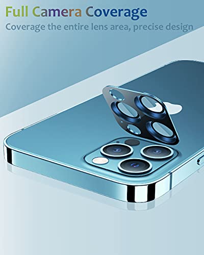 [2 Pack] Tamoria iPhone 12 Pro Max Camera Lens Protector Metal Plus Tempered Glass Camera Cover Oneness Design, Support LIDAR Scanner, Explosion-Proof iPhone 12 Pro Max 6.7 Inch Accessories Blue