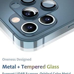 [2 Pack] Tamoria iPhone 12 Pro Max Camera Lens Protector Metal Plus Tempered Glass Camera Cover Oneness Design, Support LIDAR Scanner, Explosion-Proof iPhone 12 Pro Max 6.7 Inch Accessories Blue